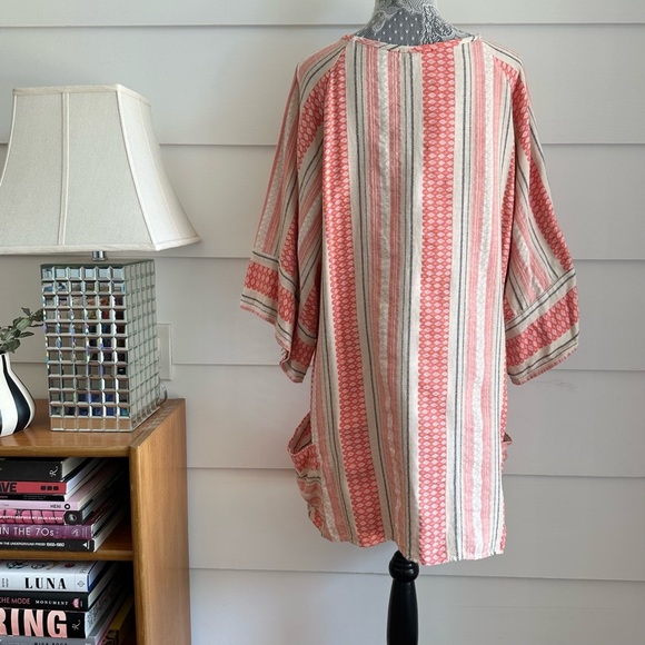 Stark X cotton Striped Shift Dress Resort Beach Cover Up size L - Picture 5 of 9